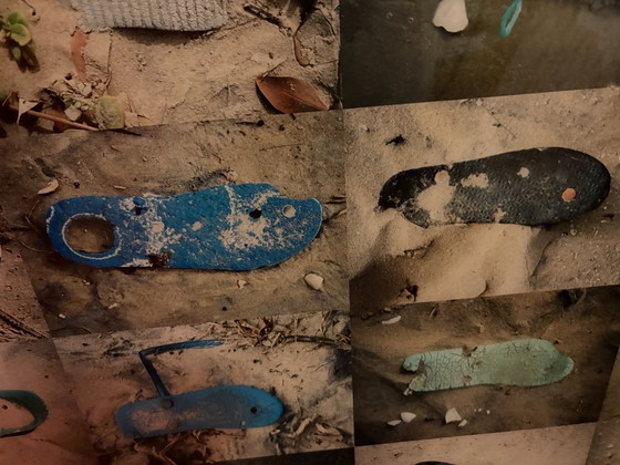 Image 1 of Fotocollage aangespoelde strandslippers