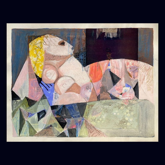 Image 1 of Dipinto espressionista ed erotico di N. Boéri Véfour. Francia, anni '90