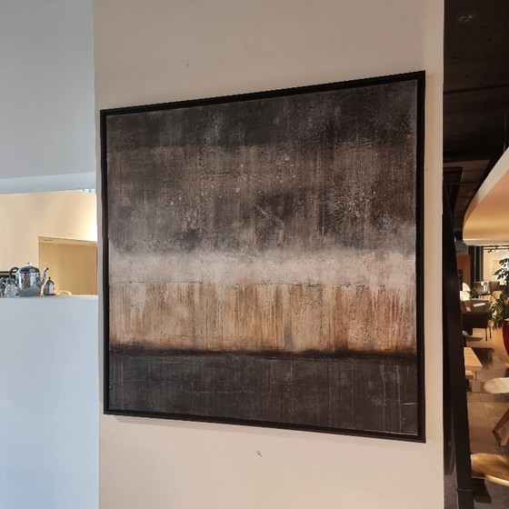 Image 1 of Frances Eckhardt - handgemaakte kunst abstract modern hedendaags schilderij 100x100 ingelijst