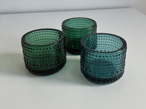 Lampe d'ambiance votive Iittala Kastehelmi, ensemble de 3 pièces – kandelaars en kaarsen, Glass