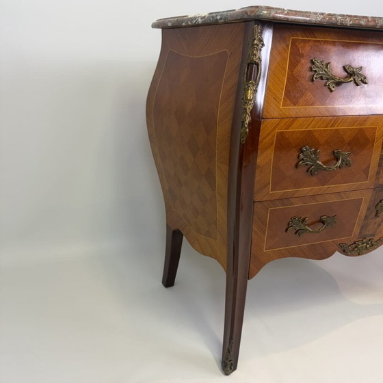 Bombé chest of drawers in the Louis XV style, Marble, Wood, Red (photo 15 of 22)