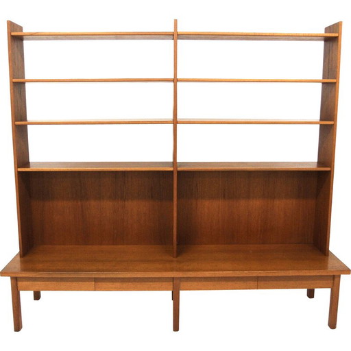 Tavolo da pranzo vintage in teak e ottone, Svezia 1950