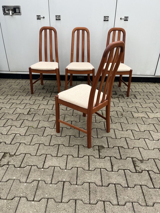4x chaises de salle à manger danoises en teck massif années 1970