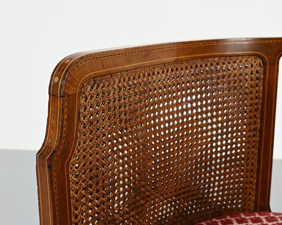 Image 1 of Vintage caned slant bench, 1950s