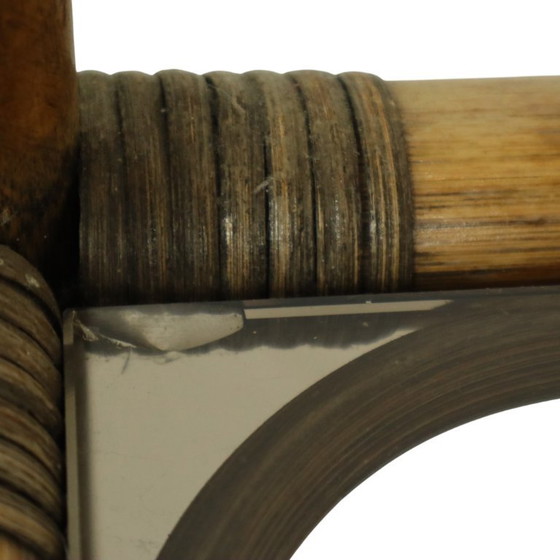 Image 1 of Vintage Boho Shelving Unit, Bamboo and Smoked Glass