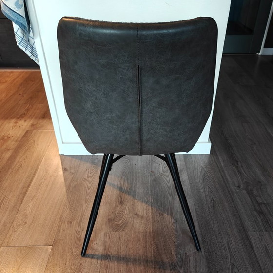 Image 1 of Set di 6 sedie da pranzo in similpelle PU antracite