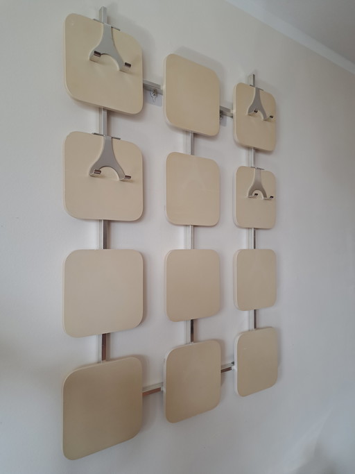 Vintage 70s Wall Coat Rack Space Age Mid Century Design Beige Chrome
