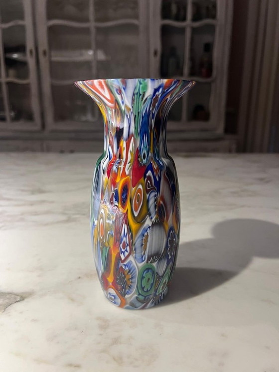Image 1 of Murano glass vase with millefiori murrine, height 17 cm