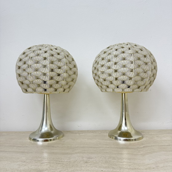 Image 1 of Set of 2 Aro leuchte table lamps with fabric shade , 1970s