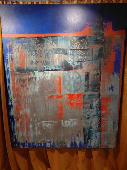 Simon Woudwijk 'Construction III' oil acrylic on canvas, unique! 