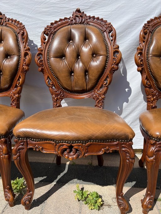 4 barok eetkamer stoelen leder