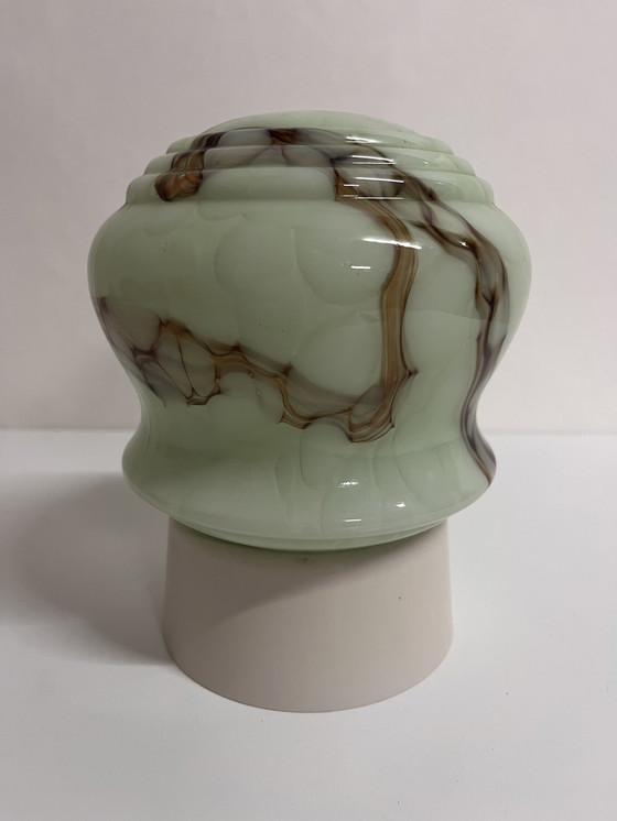 Image 1 of Vintage green marble ceiling lamp Thabur Art Deco bakelite