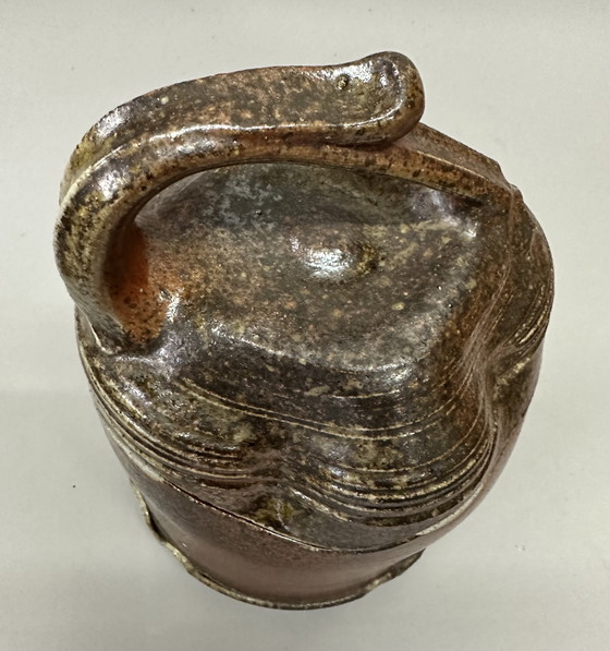 Image 1 of Pot à couvercle sculptural en grès cuit au feu de bois - Hein Severijns - Signé - Unica (28 cm)