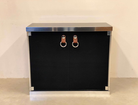 Image 1 of Zwart vilt en stalen dressoir van Guido Faleschini voor Hermès, jaren 1970