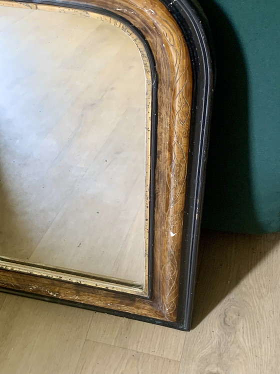 Franse spiegel uit de periode van Louis-Philippe — Zeldzame gegraveerde bladmotieven — Origineel glas — (photo 16 of 16)