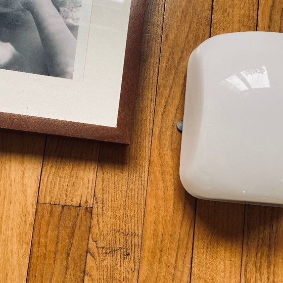 Image 1 of Lampada da soffitto in vetro opalino bianco, applique da parete quadrata, anni '60-'70, lampada vintage, 20 cm