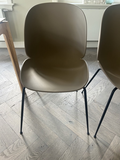 4x Hay eetkamerstoelen beige/taupe met zwarte pootjes