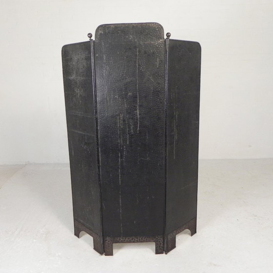 Image 1 of Stalen Art Deco kamerscherm met messing details, jaren 30