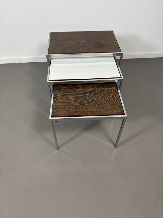 Image 1 of Set of 3 Sidetables Reversable top by Cees Braakman for pastoe jaren’60