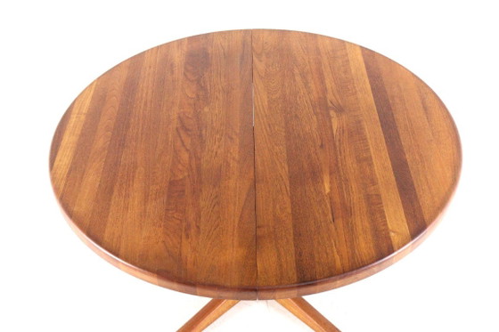 Round Danish 2x extendable solid teak dining table midcentury – Wood (photo 11 of 15)