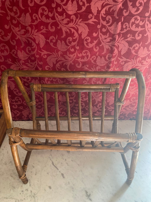 Vintage rattan magazine rack, 1960s-1970s – decoratieve objecten (photo 2 of 5)