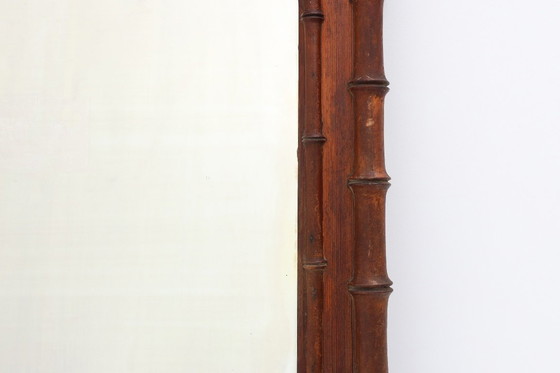 Image 1 of Espejo antiguo de imitación de bambú en madera, siglo XIX, Francia