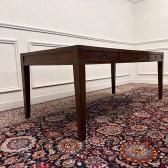 Classic English Eichholtz Campaign Writing Desk, Wood, Brass, Brown, Chesterfield (photo 5 of 18)