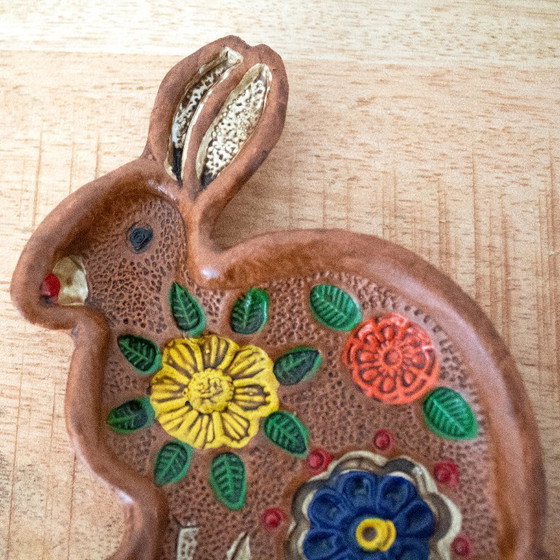 Image 1 of Bunte Keramikschale in Hasenform, signiert Ceramica Marquez