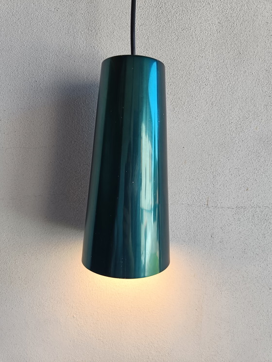 Image 1 of Vintage hanglamp van Lisa Johansson-Pape voor Orno, Finland, jaren 60, groen metaal, Scandinavisch design.