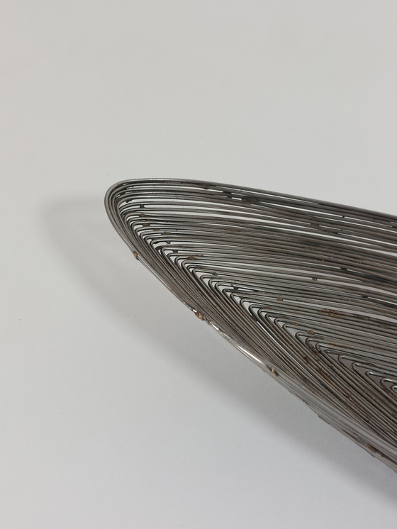 Image 1 of Cesto di frutta vintage fatto a mano di metà secolo, fruttiera, filo metallico