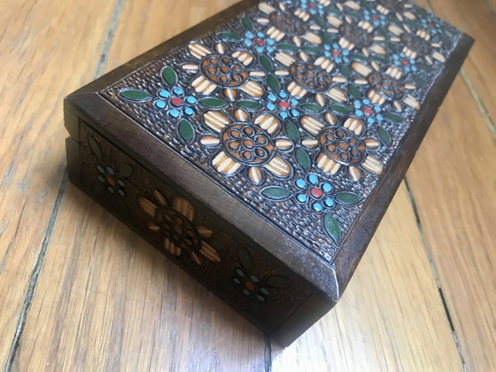 Image 1 of Carved wood box Bulgaria