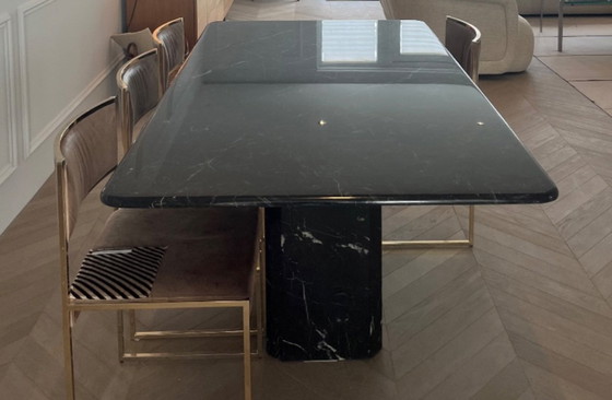 Image 1 of Black marble dining table 180x90cm