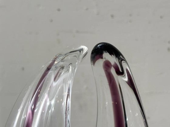 Image 1 of Crystal glass bowl with violet overlay, 1970s