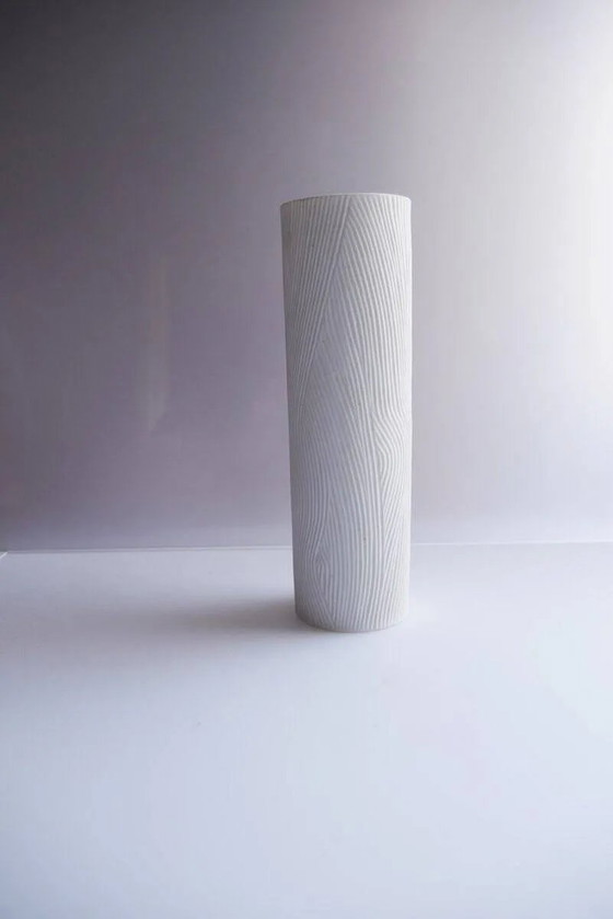 Image 1 of Mid-century modern Op-Art Studio Line bisque porcelain vase by Werner Schreib for Rosenthal, 1960s