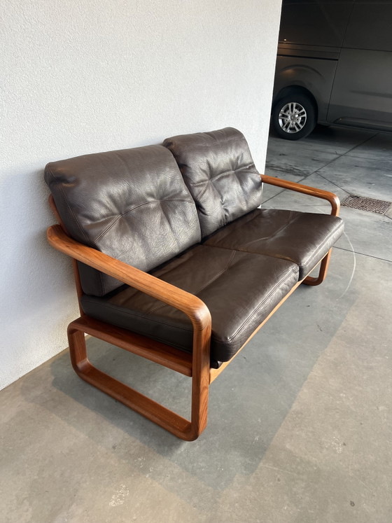 Holstebro Für HS Design, Dänemark 70er Jahre – HS Design Denmark, 3-5 Sitzer Sofas, Leather, Wood (photo 9 of 10)