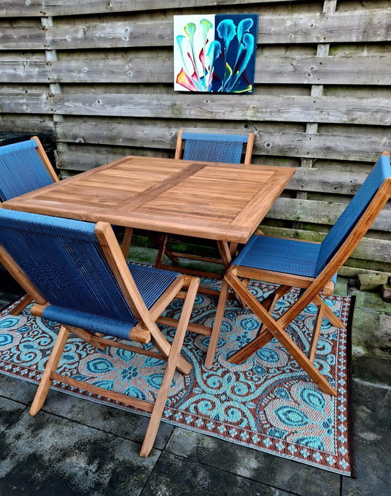 Image 1 of Teak garden set with 4 folding chairs
