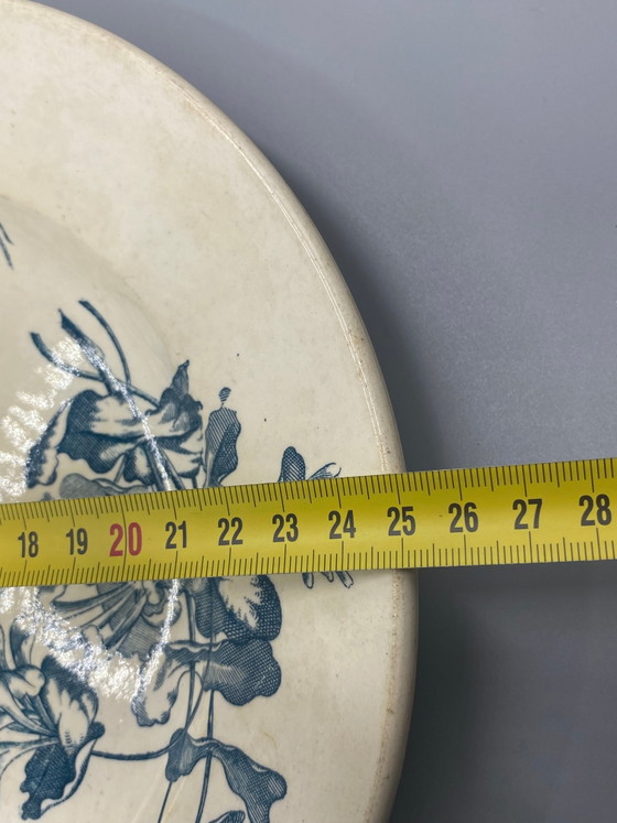 2 Gien faience borden – Japonisme – Blauw bloemmotief – Eind 19e eeuw – Servies (photo 5 of 5)