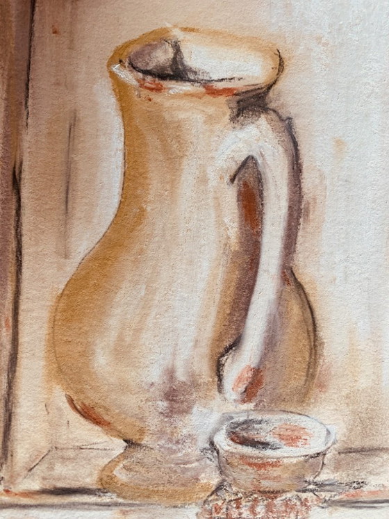 Signed Pastel Painting Still Life from Provence « Alcove with Jug », F. Venlhac, Paintings & Drawings, Paper (photo 9 of 10)