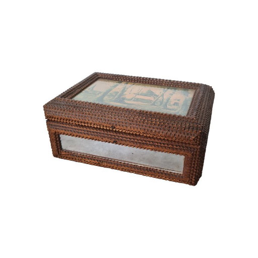 Antique tramp art jewelry box, 2nd half 19th century