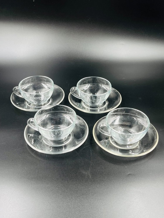 Image 1 of Set van 4 Arcopal glazen kop en schotels