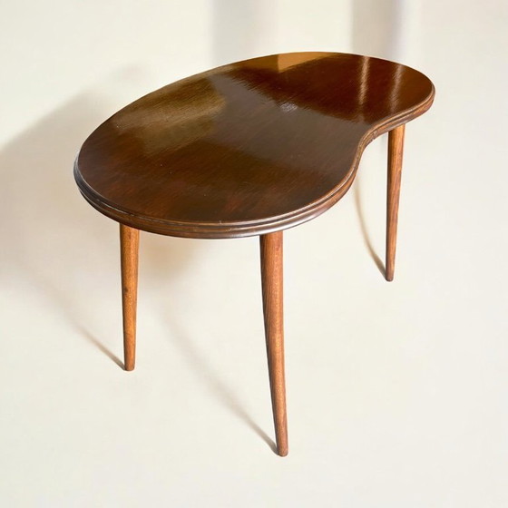 Image 1 of Kidney-shaped table, wooden side table from the 1950s, made in Germany
