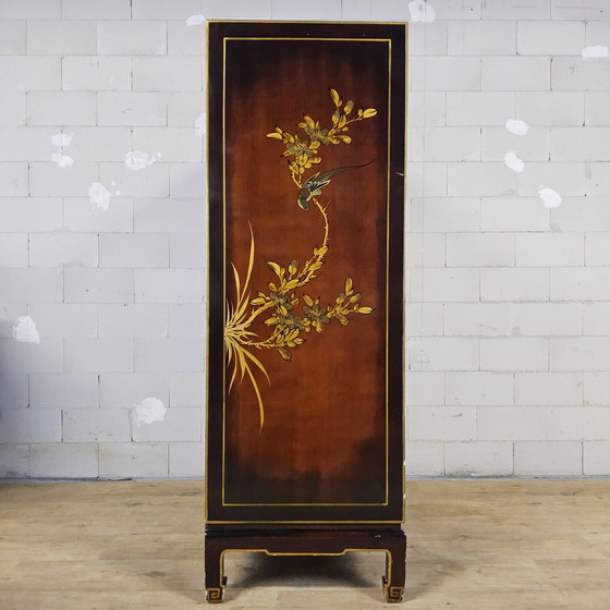 Image 1 of Vintage Chinese kast Bladgoud / Bloemen en Vogels / Bohemian / oosterse/ Aziatische kast 
