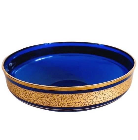 Image 1 of Anello vintage in oro con cristalli blu cobalto Barthman, anni '40