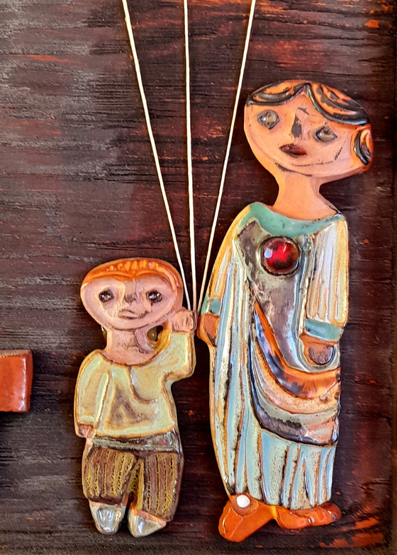 Image 1 of Pannello in legno e ceramica di Roland Zobel, 1970