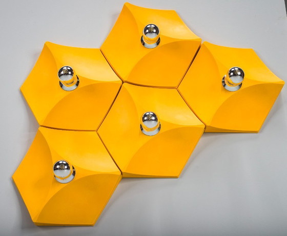 Image 1 of  Vintage Duitse zeshoekige wandlamp van Hoffmeister-Leuchten, 1970