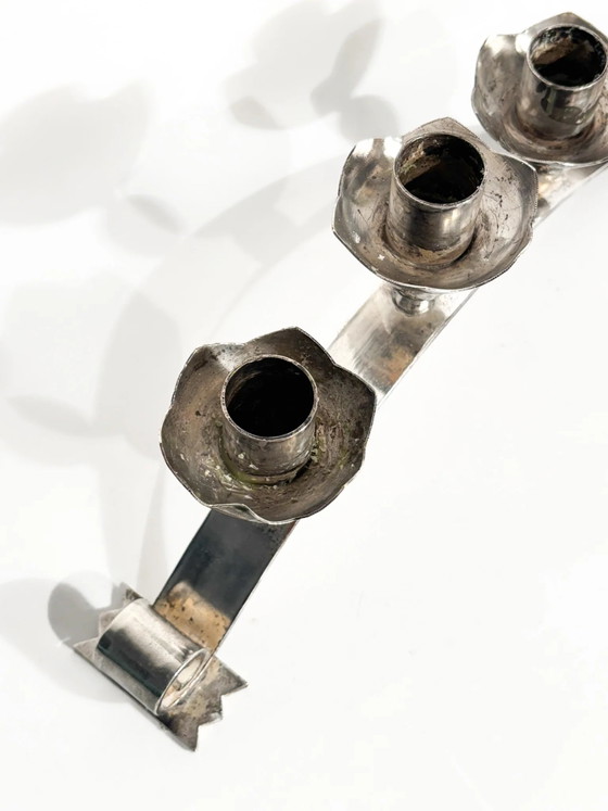 Dreifach versilberter Metallkandelaber, italienische Fertigung, 1950er Jahre – Dekorative Objekte (photo 6 of 14)