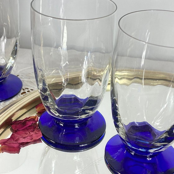 6 bicchieri Art Déco con stelo blu, 16 cl – Bicchieri e caraffe, Glass (photo 4 of 7)