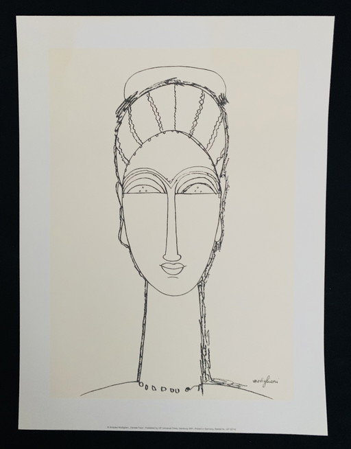 Amedeo Modigiliani (1884-1920), «Rostro femenino». Firmado en la placa.
