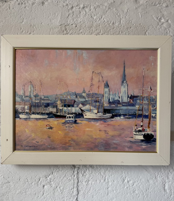 Image 1 of Dipinto ad olio marino nei toni del rosa