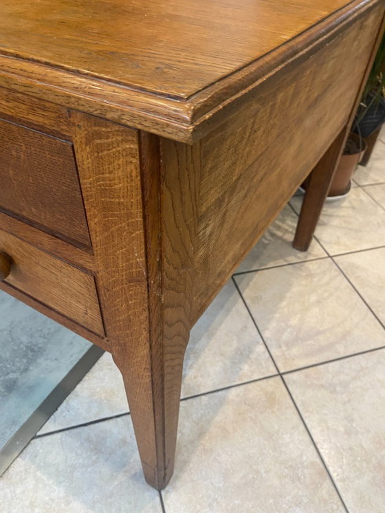 Image 1 of Scrivania a 5 cassetti in legno massello di rovere, 150x85cm, circa 1950